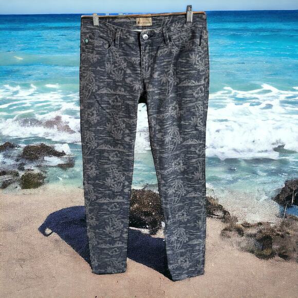 Roxy Womens Jeans‎ Sz 7 28 Tropical Gray Sunburners Skinny Beach Hawaiian Denim - Picture 3 of 8